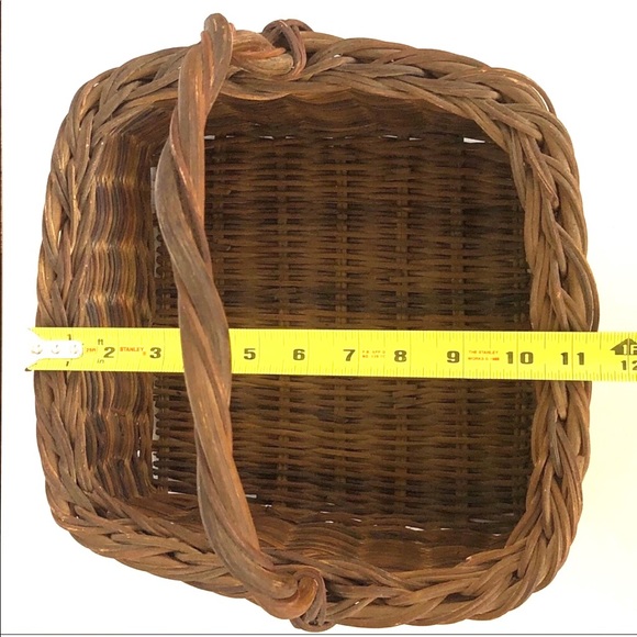 Wicker Rattan Rimmed Square Shopping Basket - Picture 8 of 8